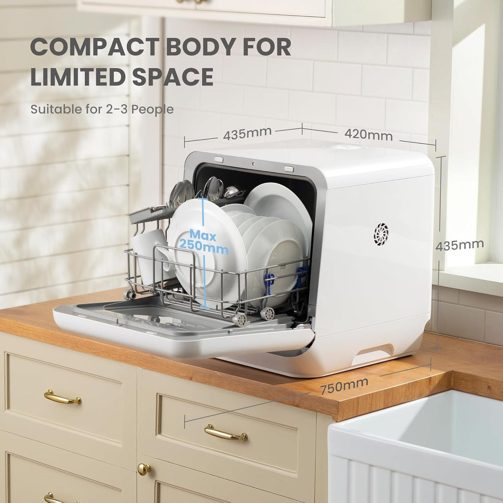 COMFEE’ Mini Table Top Dishwasher – 6+3 Programs, Steam Wash, Baby Care & Fruit Wash, Portable, No Plumbing